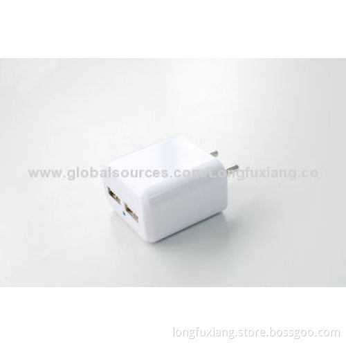 Dual-USB Power Adapter with 110-240V AC, 50/60Hz Input